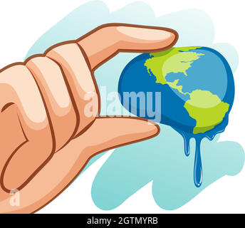 Save water theme with hand squeezing earth Stock Vector