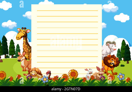 Sign template with animals in garden background illustration Stock ...
