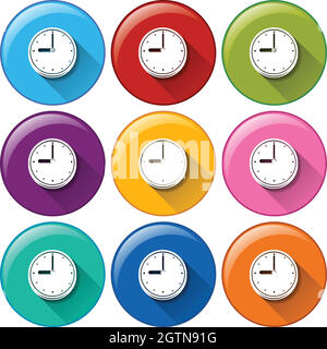 Rounded icons with clocks Stock Vector Image & Art - Alamy