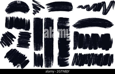 Different strokes in black color Stock Vector