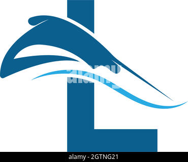 Letter L with stingray icon logo template illustration Stock Vector