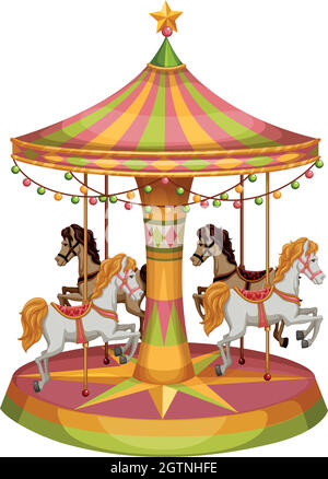 A merry-go-round horse ride Stock Vector