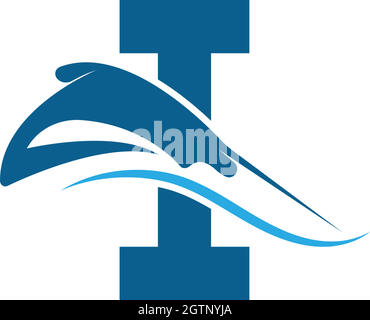 Letter I with stingray icon logo template illustration Stock Vector