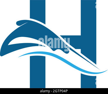 Letter H with stingray icon logo template illustration Stock Vector