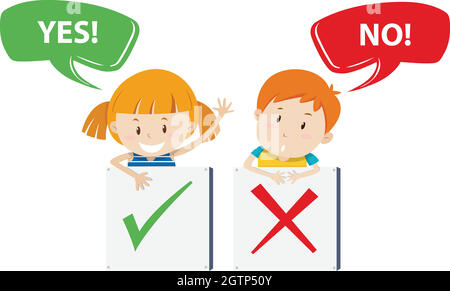 Girl and boy with signs Stock Vector