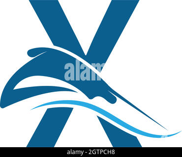 Letter X with stingray icon logo template illustration Stock Vector