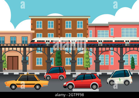 Modern town transportation systems Stock Vector