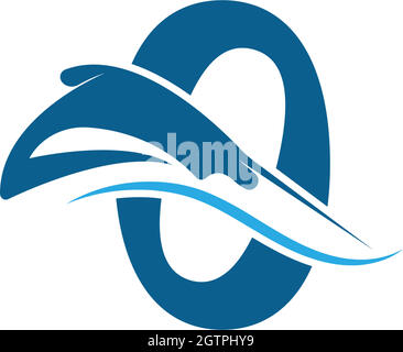Number zero with stingray icon logo template illustration Stock Vector
