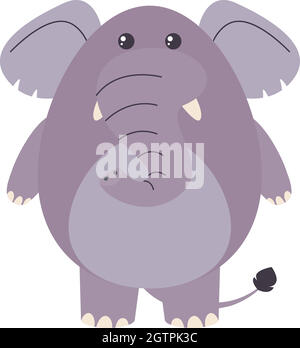 Fat elephant on white background Stock Vector