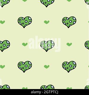 Green background with hearts. Pattern for wrapping paper.  Stock Vector