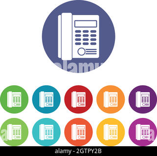 Office business keypad phone set icons Stock Vector
