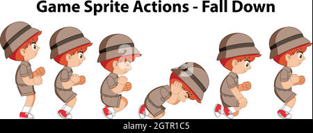 Game sprite actions - fall down Stock Vector