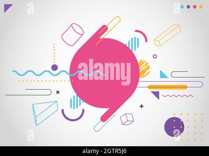 Abstract modern trendy 3D geometric line colorful elements pattern on white background. Vector illustration Stock Vector