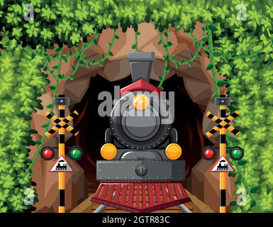 A train in tunnel scene Stock Vector