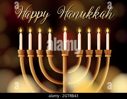 Happy Hanukkah card template with light Stock Vector