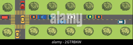 Scene with cars on the road Stock Vector