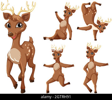 Set of deer cartoon character Stock Vector