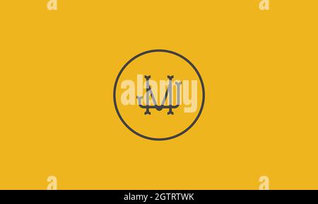 letters jm logo design with negative space effect for illustration use Stock Vector