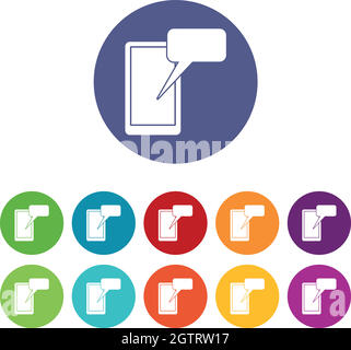 Mobile chatting set icons Stock Vector