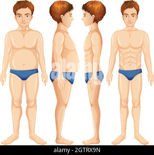 Male body obese and healthy Stock Vector