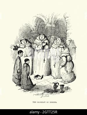 Vintage illustration The Jackdaw of Rheims a scene from the Ingoldsby Legends Stock Photo