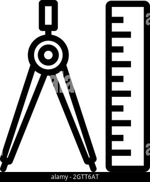 Icon Of Compasses And Scale Stock Vector