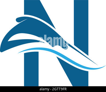 Letter N with stingray icon logo template illustration Stock Vector