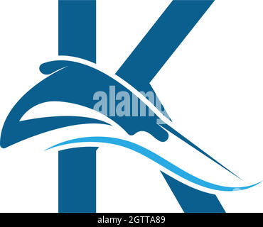 Letter K with stingray icon logo template illustration Stock Vector