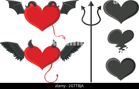 Angel and devil elements set Stock Vector