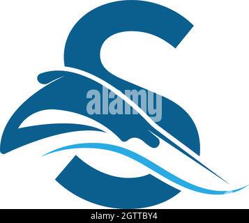 Letter S with stingray icon logo template illustration Stock Vector