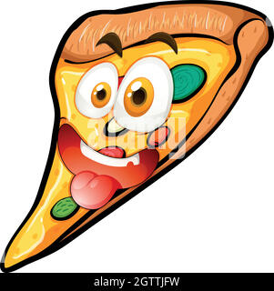 Pizza with face on white Stock Vector