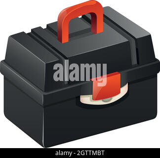 Black tool box with red handle Stock Vector