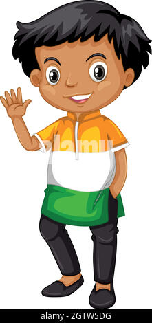 Indian boy waving hello Stock Vector