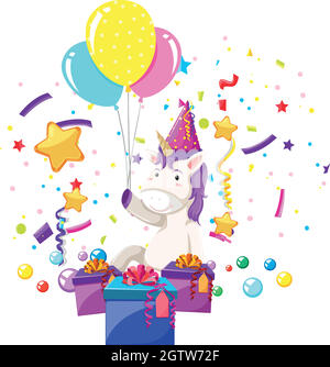 A unicorn celebrate birthday Stock Vector