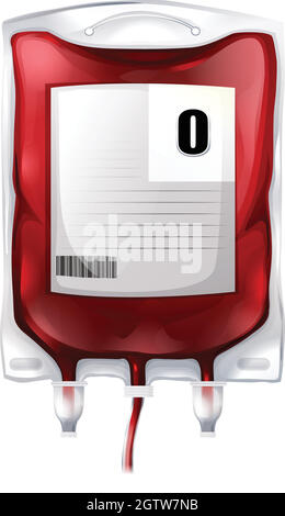 A blood bag with type O blood Stock Vector