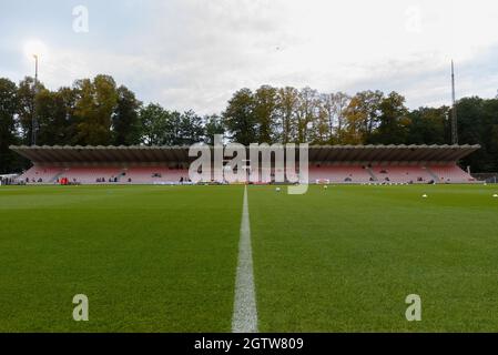 Cologne, Germany. 01st Oct, 2021. Mainstand of the Franz-Kremer-Stadion before the Flyerarlarm Frauen Bundesliga match between 1.FC Cologne and FC Bayern Munich at Franz-Kremer-Stadion in Cologne. Credit: SPP Sport Press Photo. /Alamy Live News Stock Photo