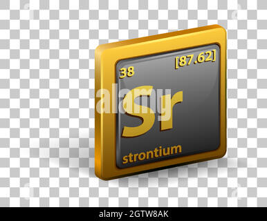 Strontium chemical element. Chemical symbol with atomic number and atomic mass. Stock Vector