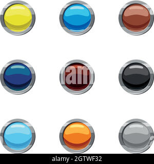 Buttons for web icons set, cartoon style Stock Vector