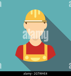 Builder icon, flat style Stock Vector