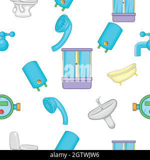 Bathroom pattern, cartoon style Stock Vector