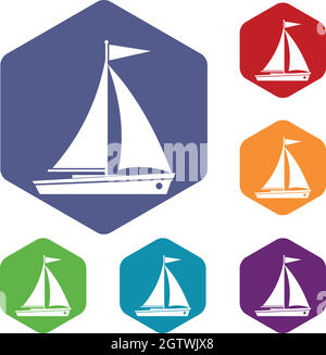 Yacht icons set Stock Vector