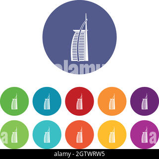 Hotel Burj Al Arab set icons Stock Vector