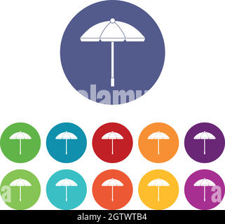 Sun umbrella set icons Stock Vector