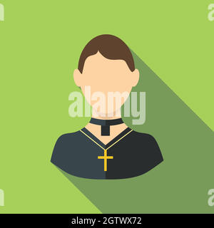 Priest icon, flat style Stock Vector
