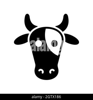 Cow vector flat glyph icon. Animal head sign Stock Vector