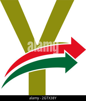Doubel arrow in front Letter Y icon logo design template illustration Stock Vector