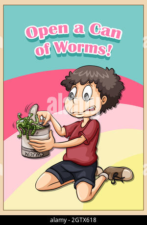 Open a can of worms Stock Vector