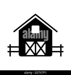 Farm barn vector glyph icon. Farm animal sign Stock Vector