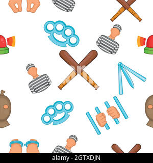 Crime pattern, cartoon style Stock Vector