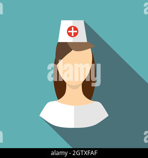 Nurse icon, flat style Stock Vector